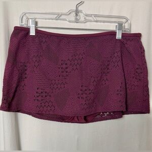 Victoria’s Secret Burgundy Lace Skirted Swim Bikini Bottom Size Large